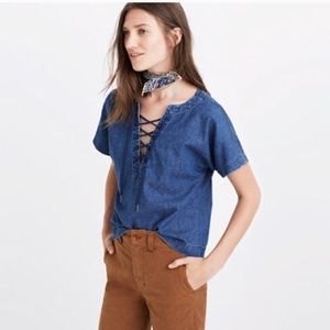Madewell Denim Lace Up Short Sleeve